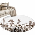 thumbnail image 1 of Brown Flowers Large Area Rugs for Bedroom Living Room, Soft Non Slip Carpet Bedside Rug, Vintage Country Spring Wild Floral Herbs Round Floor Cover Kitchen Accent Rug 3' for Dining Room/Office, 1 of 9