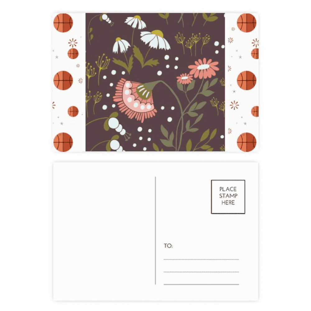 Brown Flowers  Paint Basketball Postcard Set Thanks Card Mailing Side 20pcs