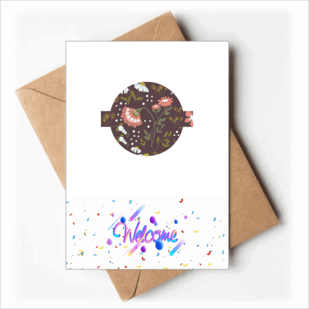 Brown Flowers Paint Welcome Back Greeting Cards Envelopes Blank