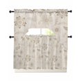 thumbnail image 1 of Brown Flowers Swag Kitchen Curtains Sets for Windows 24 Inch Length, Vintage Ethnic Tribal Floral Leaves Short Window Curtain Panels Swags Valances and Tiers 3 Piece Set for Cafe/Dining Room, 1 of 5