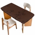 thumbnail image 1 of Brown Flowers Table Cloths for 4 Foot Rectangle Tables, Japanese Abstract Floral Plants Simple Art Patio Waterproof Elastic Fitted Tablecloths, Washable Rectangular Table Cover for Camping, 1 of 8