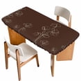 thumbnail image 1 of Brown Flowers Table Cloths for 6 Foot Rectangle Tables, Pastoral Abstract Floral Minimalist Art Patio Waterproof Elastic Fitted Tablecloths, Washable Rectangular Table Cover for Camping, 1 of 8