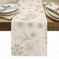 thumbnail image 1 of Brown Flowers Table Runner - 60 Inch Long, Kitchen Dining Table Runner Dresser Scarves, Vintage Ethnic Tribal Floral Leaves Farmhouse Decor for Coffee Tables Wedding Party Banquet, 1 of 8
