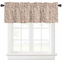 Brown Flowers Valances for Windows Farmhouse Kitchen Curtains Valances Rod Pocket Valance Curtains for Kitchen Windows Vintage Farmhouse Floral Leaves Vines Window Valances for Bathroom 42"x12"