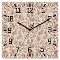 thumbnail image 1 of Brown Flowers Wooden Wall Clock Silent Non Ticking, Vintage Farmhouse Floral Leaves Vines Square Wall Clocks Battery Operated, Decor Clock for Home Office, Living Room, Kitchen, 10 Inch, 1 of 9