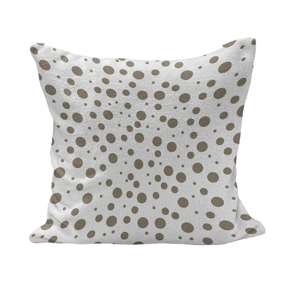 Brown Fluffy Throw Pillow Cushion Cover, Big and Small Drop Like Spots on White Background Vintage Style Old Fashioned Design, Decorative Square Pillow Case, 36" x 36", Cocoa White, by Ambesonne