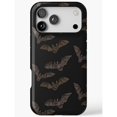 Brown Flying Bat Pattern on Black Tough iPhone Case, Dual-Layer ...