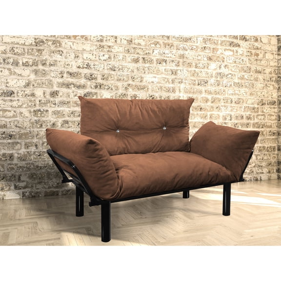 Brown Foam - Filled Love Seat | Comfort & Easy Assembly | Bedroom Arrangement