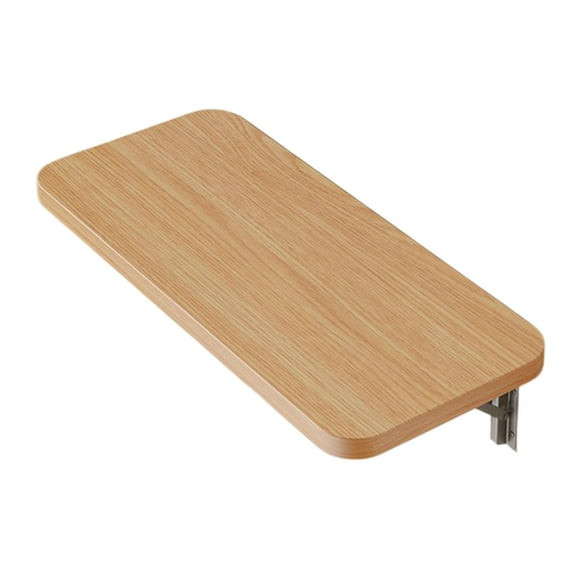 Brown Foldable Wall Mounted Shelf Made Of Wood And Iron For Bedroom Living Room Or Kitchen Storage Features 90-Degree Flip Design No Punch Installation With Adhesive Or Screws
