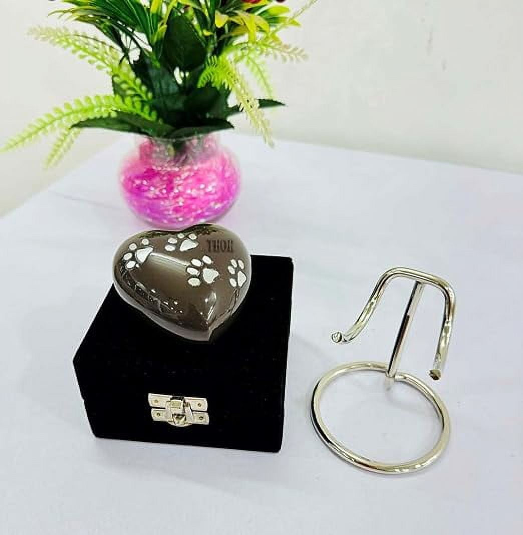 Brown Foot Print Heart Urn Keepsake Cremation Urn for Human pet Ashes Handcrafted Urn Heart Shaped - Perfect for Adults & Infants with Brass Stand 3inch