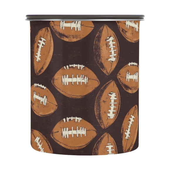 Brown Football Airtight Coffee Bean Canister 30oz Food Storage Containers with Lids For Gournd, Tea, Sugar, Flour, Rice, Cereal, Candy Cookie Jar