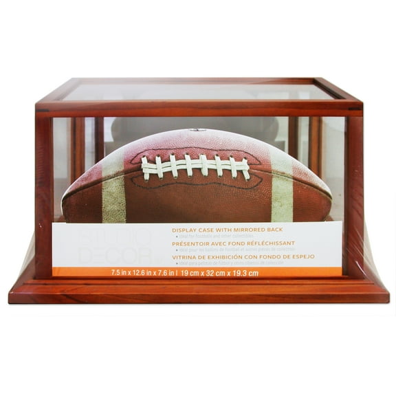Brown Football Helmet Display Case with Mirror Back by Studio Dcor - Glass-enclosed Stand for Autographed Helmet and Collectors Items - 1 Pack