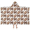 thumbnail image 1 of Brown Footballs and Bows Pattern Hooded Bath Towel，50"x30" for Ages 3 To 12 Kids, Quick Dry Lightweight Soft Microfiber Hood Beach Towel Cover Up for Kids, 1 of 7