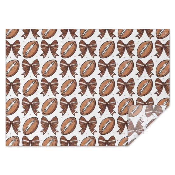 Brown Footballs and Bows Pattern Rectangle Tablecloth 60"x84",Waterproof Polyester Rectangle Table Cloth, Wipeable Spillproof Polyester Tablecloth for Dining, Camping, Indoor and Outdoor