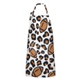 thumbnail image 1 of Brown Footballs with Leopard Spots Pattern Apron-Garden Aprons for Women with Pockets-Cotton Linen Waterproof Kitchen Cooking Gardening Aprons Adjustable for Kitchen,Cooking,BBQ and Salon 33x27 Inch, 1 of 7