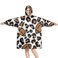 thumbnail image 1 of Brown Footballs with Leopard Spots Pattern Wearable Oversized Blanket,Wearable Blanket Hoodie for Adults,Cozy Hooded Blankets with Super Pockets,Super Warm Fuzzy Pullover for Women & Men, 1 of 6