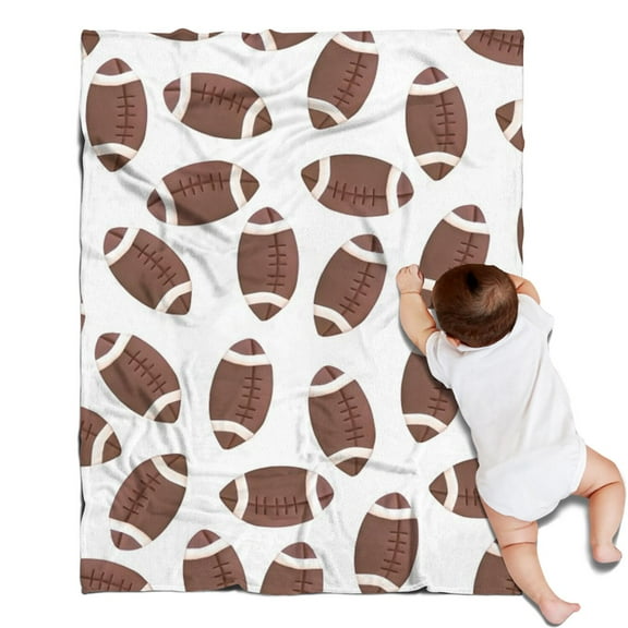 Brown Footballs Pattern Blanket,Comfortable Soft Flannel Throw Blanket,All Season,Warm Lightweight Blankets for Sofa Bed Couch Living Room Chair,30"x40"