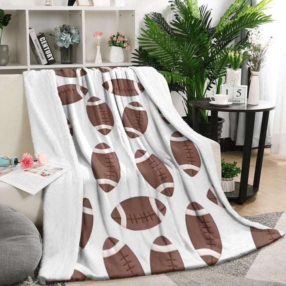 Brown Footballs Pattern Blanket,Comfortable Soft Flannel Throw Blanket,All Season,Warm Lightweight Blankets for Sofa Bed Couch Living Room Chair,50"x60"