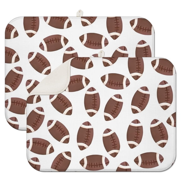 Brown Footballs Pattern Dish Drying Mat for Kitchen 1 Pack, Ultra Absorbent Microfiber Dishes Drainer Mats,18"x24"