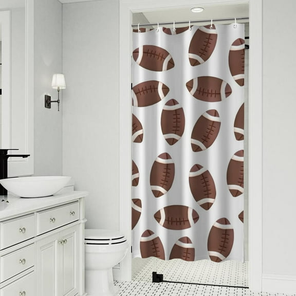 Brown Footballs Pattern Shower Curtain 36"x72" ,Bathroom Decorative Shower Curtains Set with 12 Hooks,Modern Waterproof Washable Shower Curtain