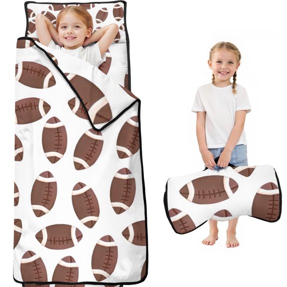 Brown Footballs Pattern Toddler Nap Mats for Kids Preschool,Sleeping Mat Bag or Kids,Toddler Sleeping Bag,Toddler Nap Mat or Daycare