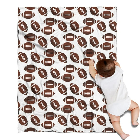 Brown Footballs Repeat Pattern Blanket,Comfortable Soft Lamb Wool Throw Blanket,All Season,Warm Lightweight Blankets for Sofa Bed Couch Living Room Chair,30"x40"