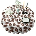 thumbnail image 1 of Brown Footballs Repeat Pattern Round Tablecloth 60"x60",Wrinkle Wipeable Table Cloth for Kitchen Dining Room Picnic Patio Party, 1 of 6