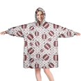 thumbnail image 1 of Brown Footballs with Stars Pattern Wearable Oversized Blanket,Wearable Blanket Hoodie for Adults,Cozy Hooded Blankets with Super Pockets,Super Warm Fuzzy Pullover for Women & Men, 1 of 6