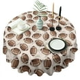 thumbnail image 1 of Brown Footballs on Beige Pattern Round Tablecloth 60"x60",Wrinkle Wipeable Table Cloth for Kitchen Dining Room Picnic Patio Party, 1 of 6