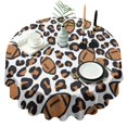 thumbnail image 1 of Brown Footballs with Leopard Spots Pattern Round Tablecloth 60"x60",Wrinkle Wipeable Table Cloth for Kitchen Dining Room Picnic Patio Party, 1 of 6