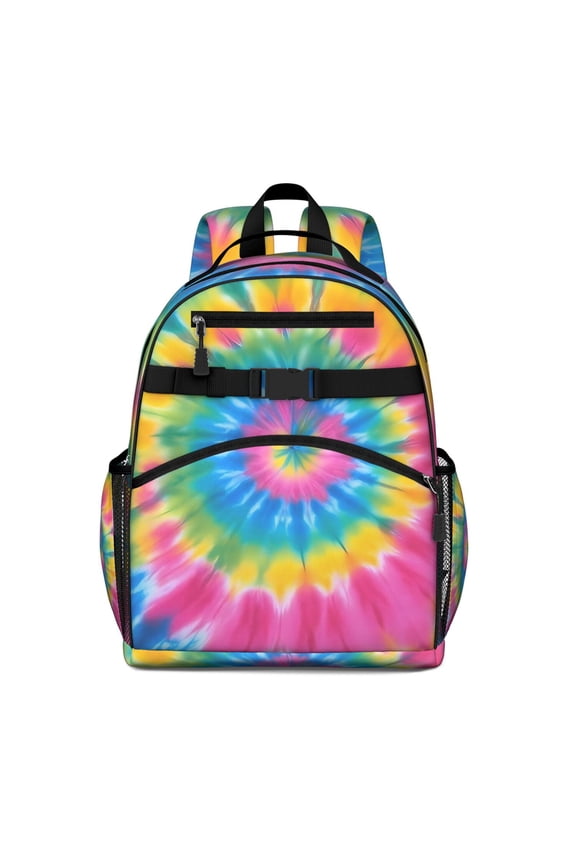 Rainbow Tie Dye Mandala Pattern Backpack for School,Cute School Bag,Schoolbag with Adjustable Shoulder Straps & Padded Back,15.25"x11.5"x5.25"