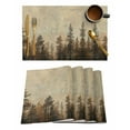 thumbnail image 1 of Brown Forest Placemats Set of 4, Vintage Tree Farmhouse Botanical Placemats for Dining Table, Place Mats for Kitchen Tabletop, Waterproof Wipeable Dining Table Mats Set, 1 of 9