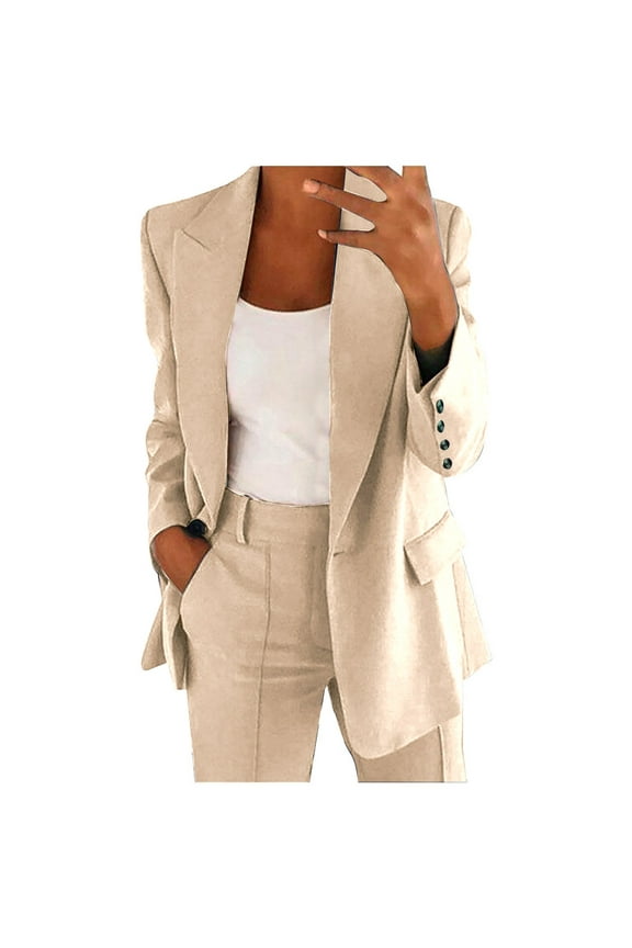 Brown Formal Suit Sets Women 2 Outfits Business Casual Outfits 2024 Dressy Casual Pant Suits Plus Size Wide Pants Suit Set