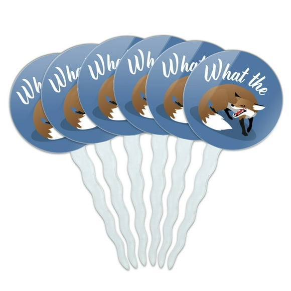 Brown Fox What The Pun Funny Cupcake Picks Toppers Decoration Set of 6