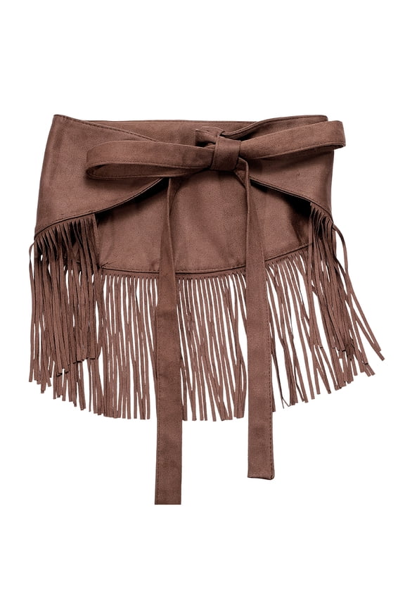 Brown Fringe Hip Scarf Gothic Punk Style Stylish Velvet Tassel Ballroom Jazz Dance Short Skirts Dress Waist Belts Triangle