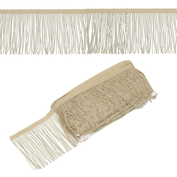 Uxcell Fringe Trim, Yards in Curtain Fringe Trim Tassel Fabric Sofa Light Beige 3.94"