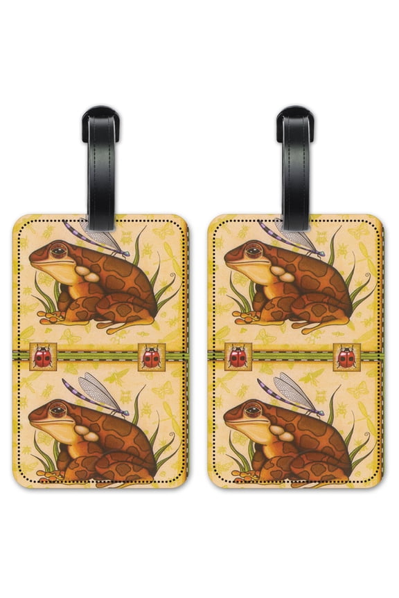 Brown Frogs - Luggage ID Tags / Suitcase Identification Cards - Set of 2