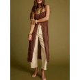 thumbnail image 1 of Brown Front Split Long Cover-Up Dress With Spaghetti Straps And V-Neck Flowy Cami Top, 1 of 7
