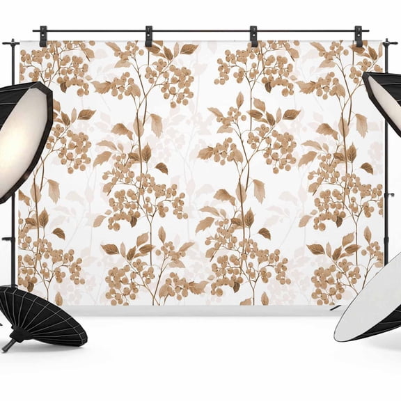 Brown Fruit Backdrop for Photoshoot,Photography Photo Studio Background Wall Backdrop,Vintage Plant Nature Botanical Flower Back Drop Banner Panel for Portraits Wedding Party Live Streaming 7x5Ft