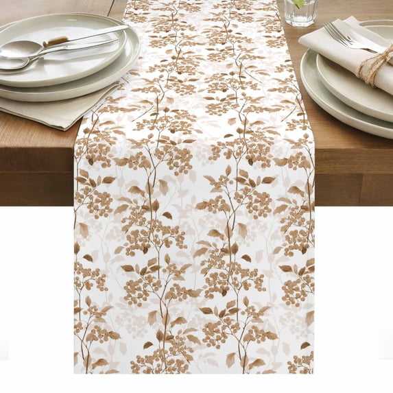 Brown Fruit Table Runner - 36 Inch Long, Kitchen Dining Table Runner Dresser Scarves, Vintage Plant Nature Botanical Flower Farmhouse Decor for Coffee Tables Wedding Party Banquet