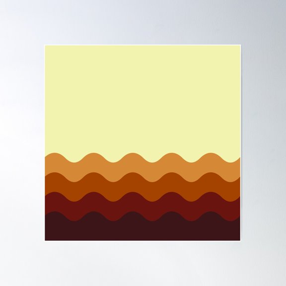 Brown Funky Retro Waves Pattern Poster Wall Art, Modern Wall Decor For Living Room Bedroom, 24x24 UNFRAMED