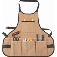 thumbnail image 1 of Brown Garden Work Tool Apron with Pockets Heavy Duty Waterproof Adjustable Buckle Back Straps Canvas Chef Work Aprons for Cooking Kitchen Gardening Lawn Men Women, 1 of 6