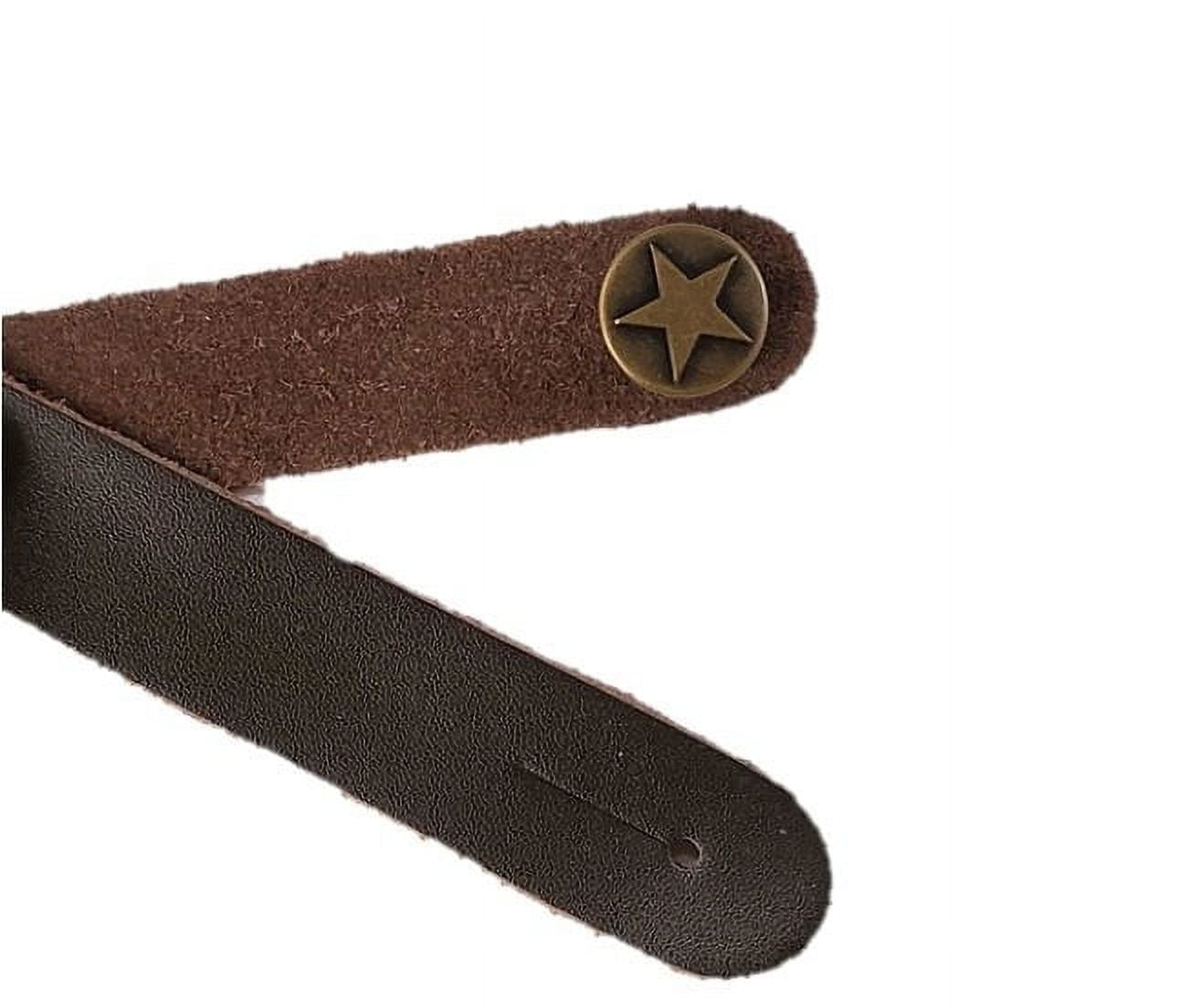 Brown Genuine Leather Guitar Strap Hook Button For Acoustic/Folk/Guitar