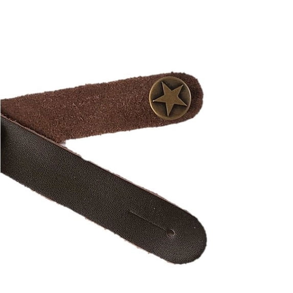 Brown Genuine Leather Guitar Strap Hook Button For Acoustic/Folk/Guitar