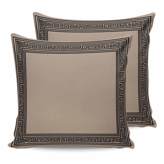 Brown Geometric 20x20 Pillow Covers Set of 2, Black Greek Key Design Abstract Modern Art Throw Pillow Covers Decorative Couch Cushion Case, Microfiber Square Pillowcases for Bedroom Car Living Room