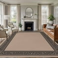 thumbnail image 1 of Brown Geometric 5x8 Area Rugs, Black Greek Key Design Abstract Modern Art Non-Skid Rubber Backing Large Rectangle Rugs - Living Room Bedroom Home Office, Indoor Floor Mat Carpets Washable Rug, 1 of 9