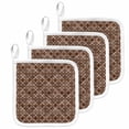 thumbnail image 1 of Brown Geometric Abstract Pot Holders for Kitchen Heatproof Potholder, 4 Pack Contemporary Modern Art Hot Pads Multipurpose Oven Pads Cloth Potholders Trivet for Cooking and Baking, 1 of 8