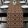 thumbnail image 1 of Brown Geometric Abstract Table Runner 72 Inches Long, Contemporary Modern Art Kitchen Coffee Dining Table Decoration for Home Party Birthday Wedding Home Decor 18x72 Inches, 1 of 8