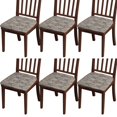 thumbnail image 1 of Brown Geometric with Arrows and Bulls Seat Covers for Dining Room Chairs Set Of 4,Stretch Printed Washable Chair Seat Cover with Elastic Ties and Button,Removable Waterproof Couch Cushion Covers, 1 of 6