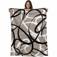 thumbnail image 1 of Brown Geometric Blanket Soft Cozy Warm Twin Blanket for Bed, Plush Fuzzy Flannel Fleece Blankets for Sofa, Vintage Black White Striped Abstract Art Throw Blankets for Couch, Gifts for Men, 60"x80", 1 of 9